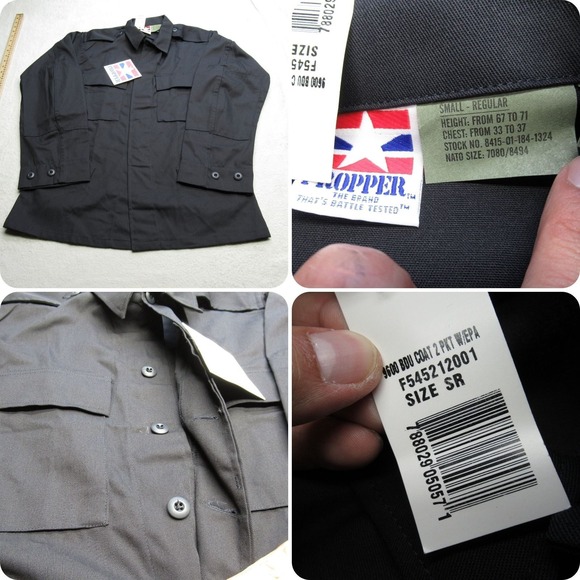 Propper Uniform Shirt Mens Small Black BDU Pockets Reinforced Military Elbow NEW - Picture 1 of 15